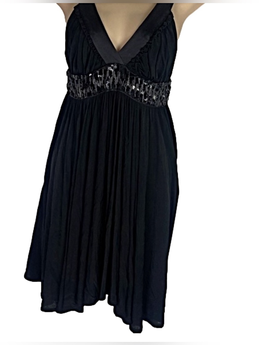bebe Black Dress with Embellished Waist
